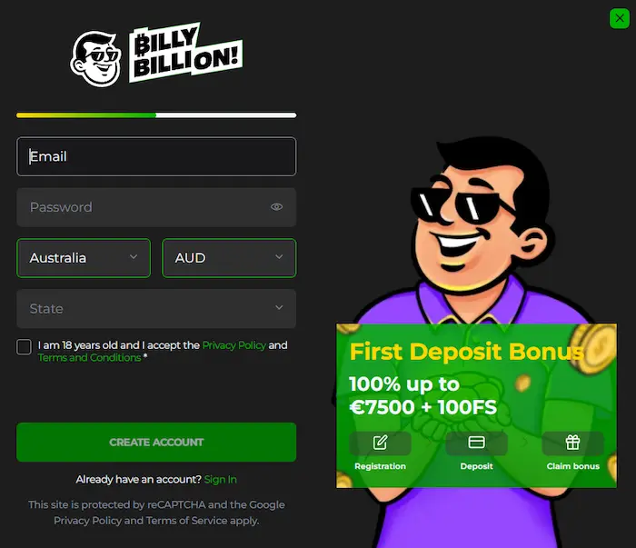 billybillioncasino Sign Up